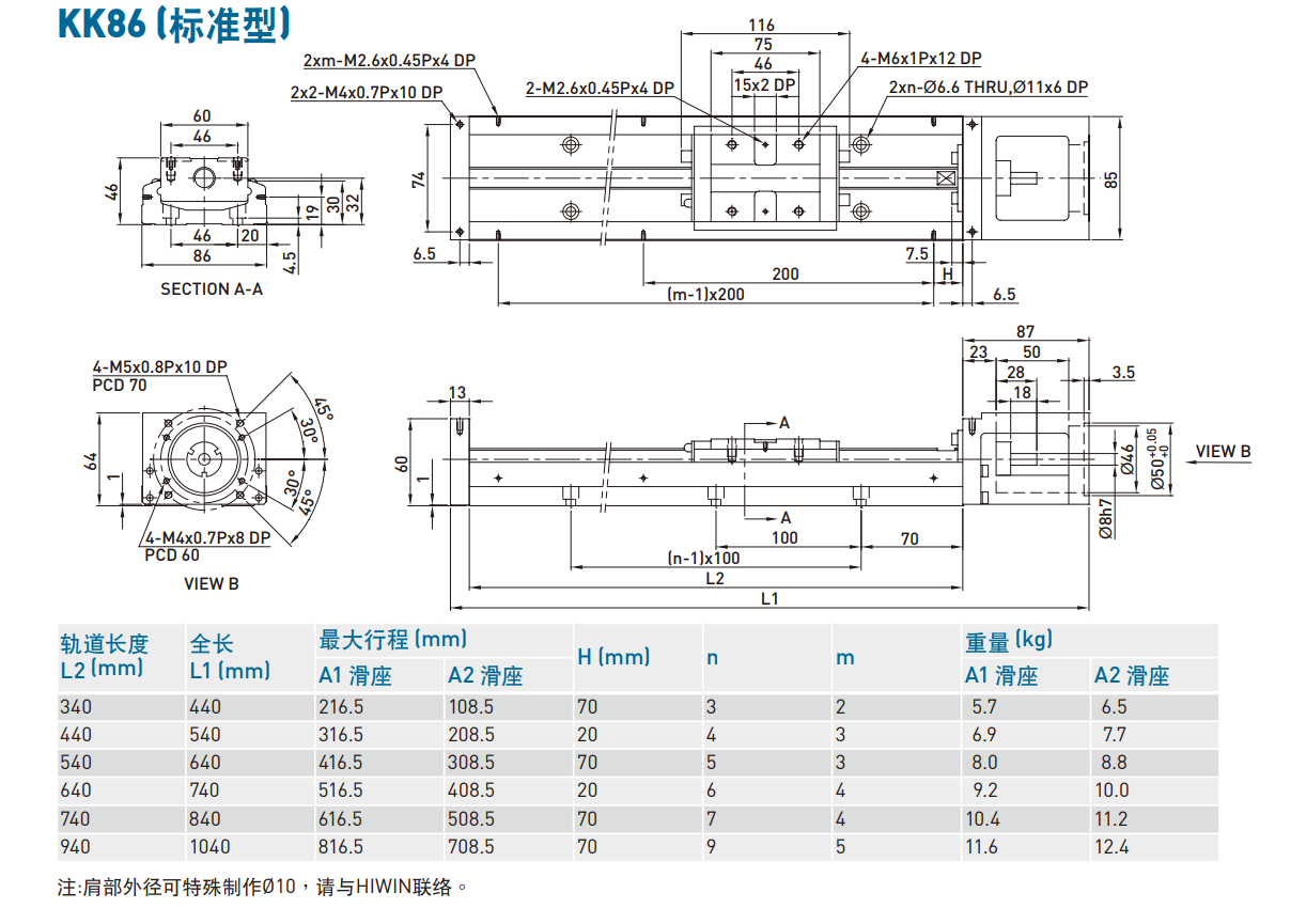 上银直线模组KK8610P-940A1-F0